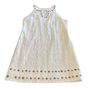 Women's Cato White Dress Size 10 with Gold Accents
